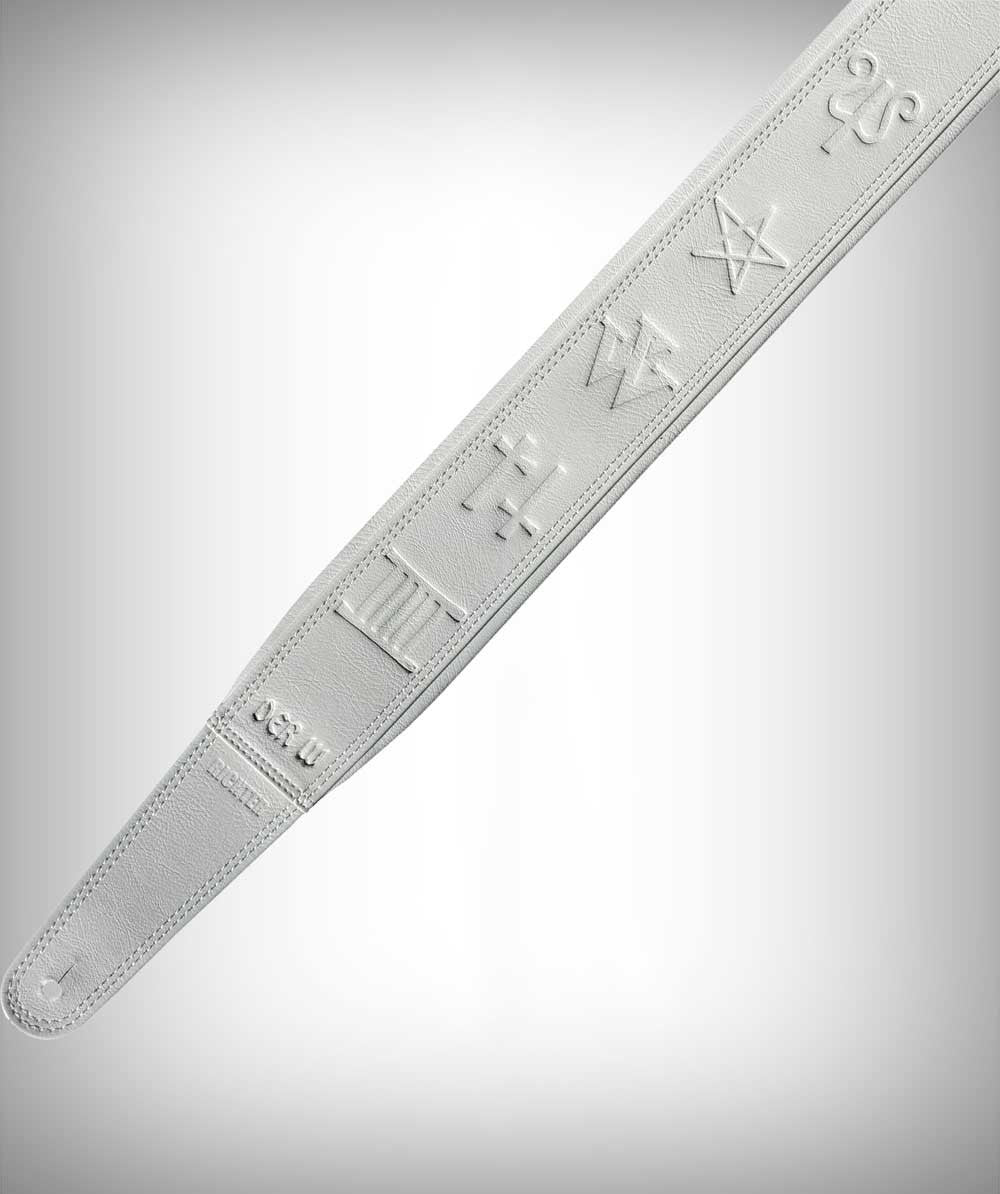 DER W Signature Gitarrengurt geprägt (weiß)