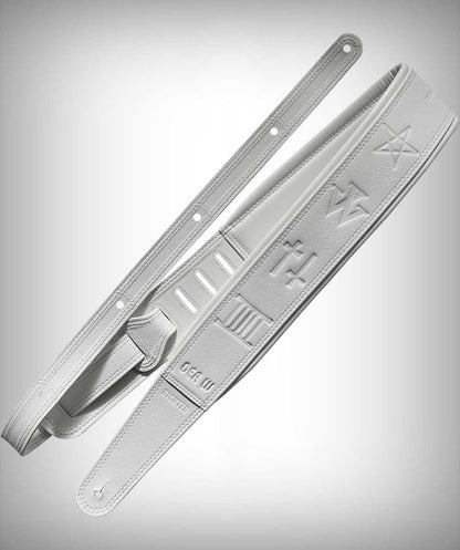 DER W Signature Gitarrengurt geprägt (weiß)